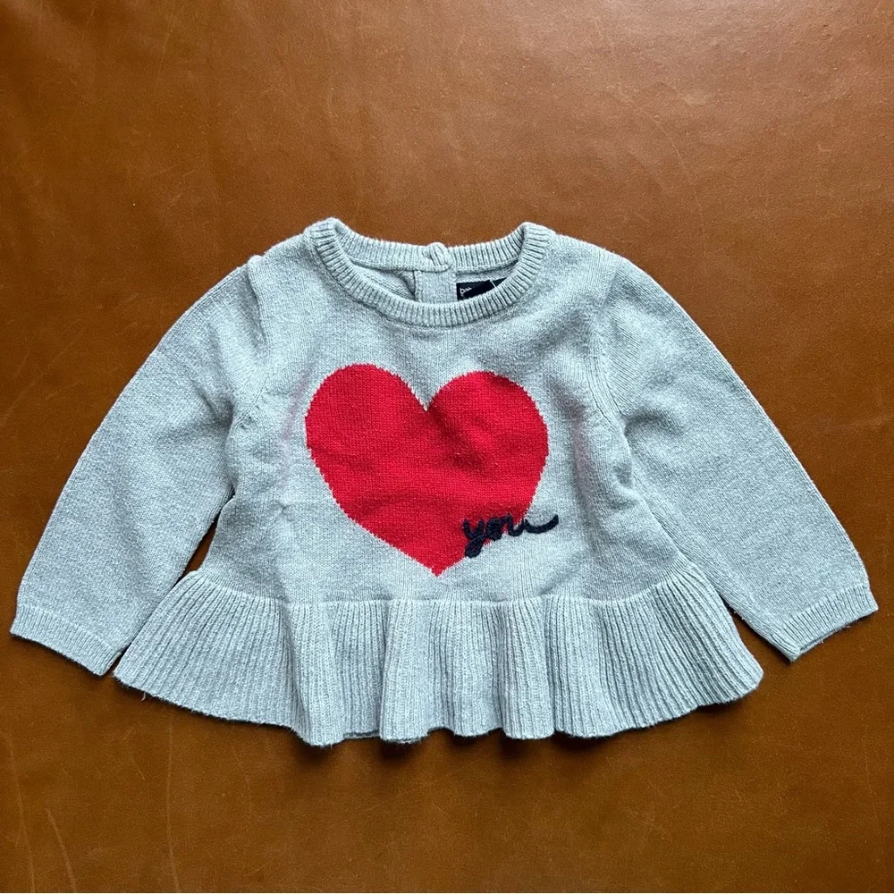 GAP Baby Heart Cotton Peplum Sweater, 6-12mo